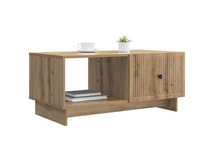 KTHLBRH Couchtisch Eiche Handwerk 90 x 50 x 40 cm Technisches Holz, Griffe aus Metall, 1 Tür, 2 Fächer, maximale Belastung 60 kg