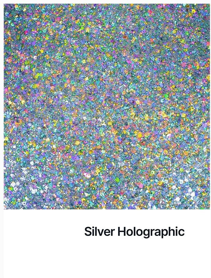 Hemway Glitter Mix Ultra Sparkle 100g / 3.5oz   Silver Holographic Mix   Cosmetic, Festival, Crafts - Silver Holographic Mix - 100g