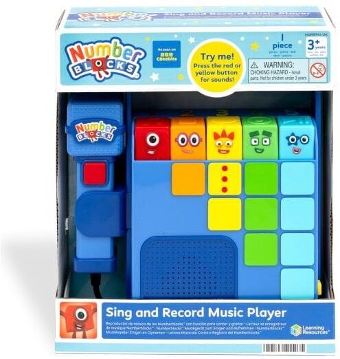 Numberblocks Sing & Record Music Player for Kids - Portable Learning Toy with 5 Activity Buttons, 15 Sounds & Songs, and Microphone - Ages 3+