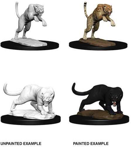 Wiz Kids LLC D&D; Nolzur's Marvelous Miniatures: Panther & Leopard, Unpainted, Primed, for Tabletop Adventures