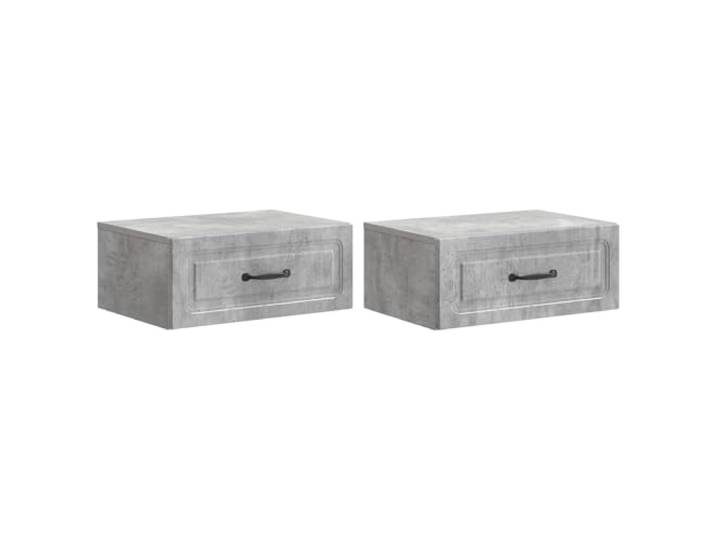 LKJephalotrop Wandnachttisch 2er Set Betongrau 49x34,5x20cm Schubladen Platzsparende Nachttischkommode zur Wandmontage im Schlafzimmer mit geräumigen Fächern für geordnete Aufbewahrung.