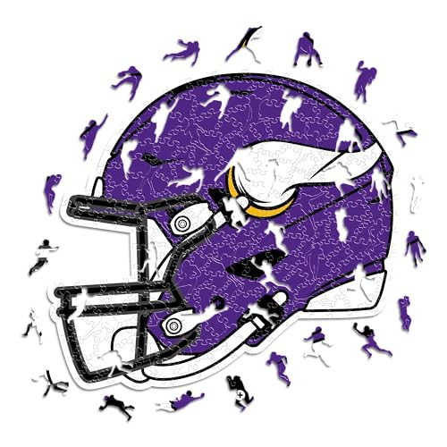 Iconic Puzzles Minnesota Vikings Helm - Officieel gelicentieerde houten NFL puzzel met 500 stukjes