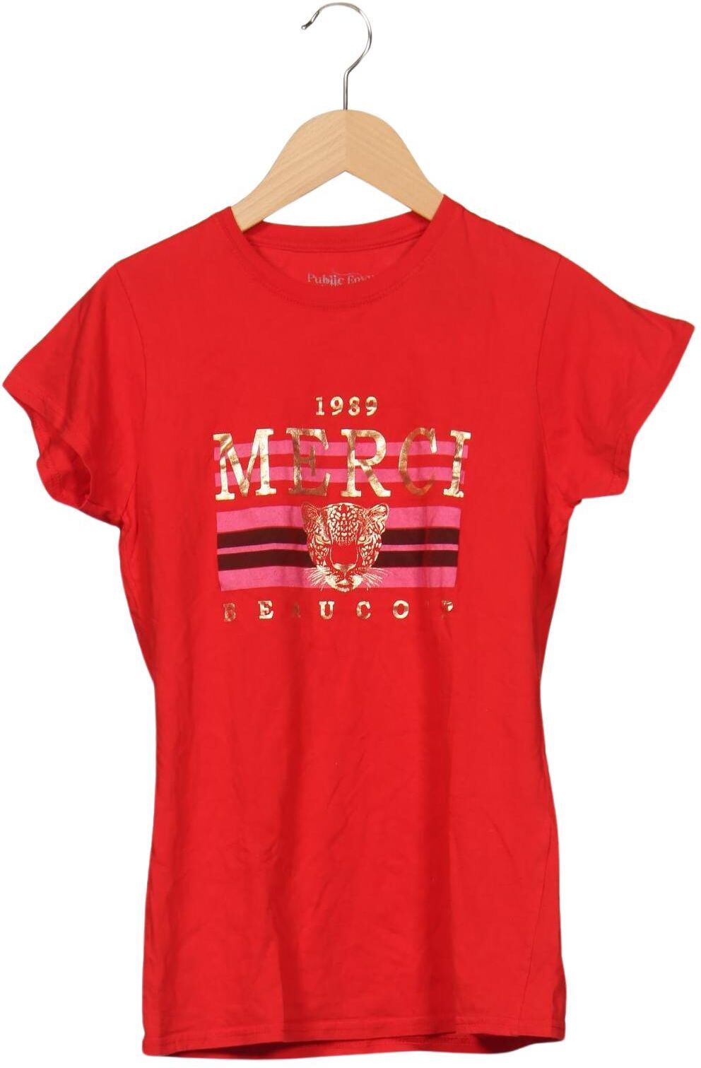 Public Damen T-Shirt, Rot, Gr. S, Baumwolle - Second Hand