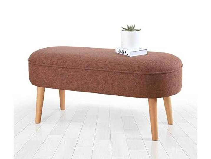 Atelier Del Sofa Bohème-Pouf, Bordeauxrot, 100 cm x 47 cm x 40 cm 100% Leinen, 6 cm orthopädischer Schaumstoffkern, Holzbeine Stilvoll und funktional für Hotel und Zuhause