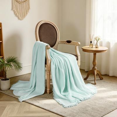 Awesome Home Cotton Gauze Self Fringe Throw