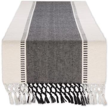 DII Dobby Striped Fringe Ribbed Table Runner