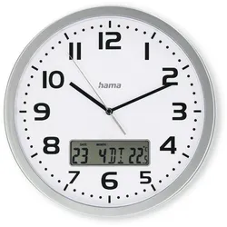 hama digitale Funkwanduhr Moorea, Ø 30 cm, silber