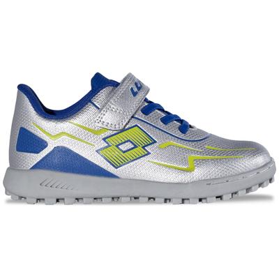 Fußballschuh LOTTO, Herren, Gr. 34, silber (silber, blau), Synthetik, mehrfarbig, Schuhe Fußballschuh, - mit kurzen, abriebfesten Gummistollen