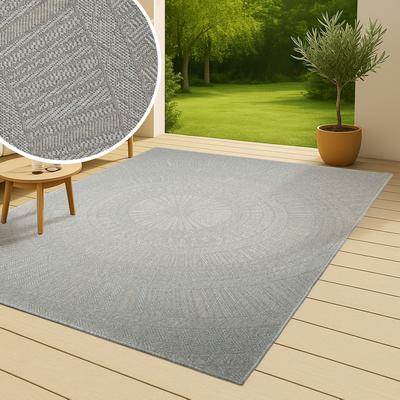Teppich BRUNO BANANI "Solan, ethno, boho-inspiriert, In- und Outdoor geeignet", grau, B:160cm H:5mm L:230cm, Kunstfaser, Teppiche, Teppich, Mandala, Kreise, Küche, Wohnzimmer, Camping, Balkon