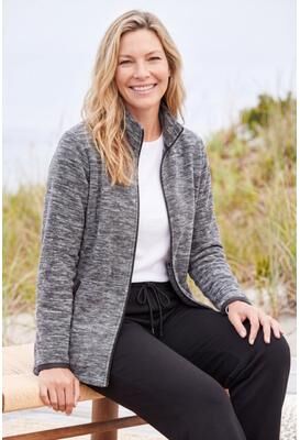 Women's Zip-Front Microfleece Jacket by Woman Within in Black Marled (Size S)
