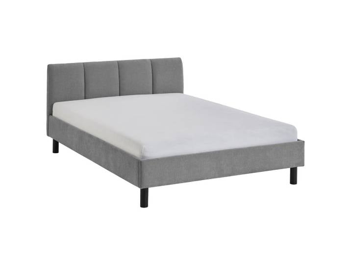 Polsterbett, Grau, 120x200 cm, Textil, Gepolstertes Kopfteil, Modern