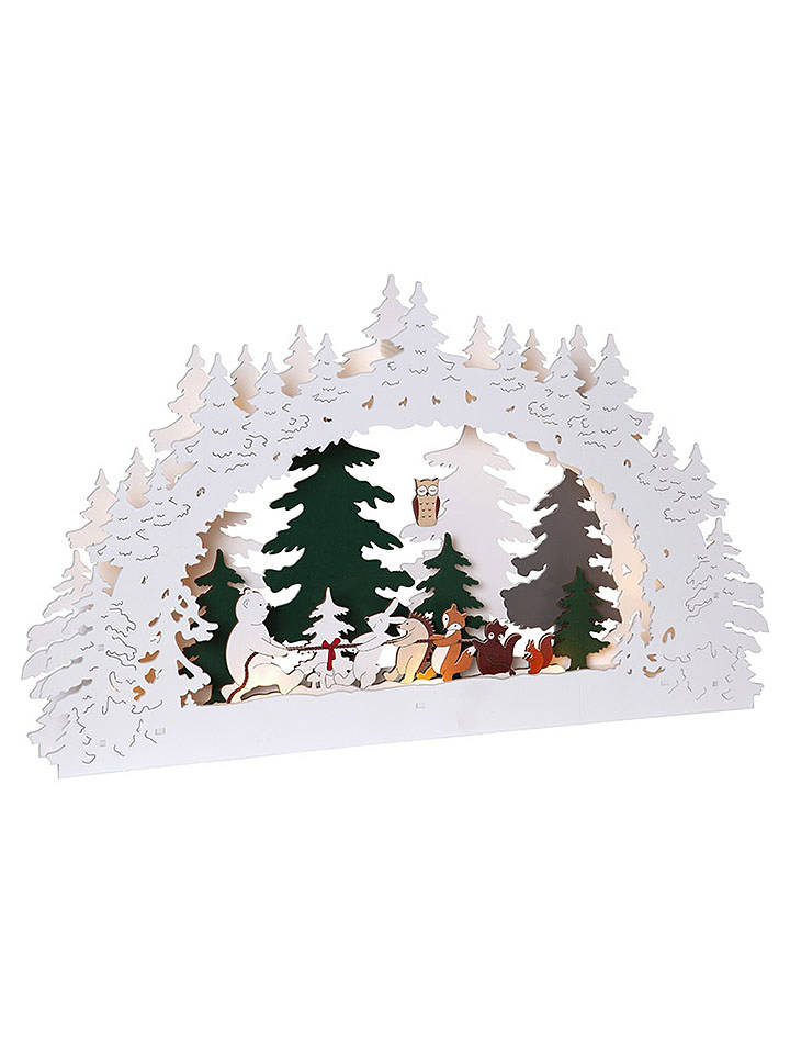 STAR Trading LED-Fensterleuchter "Forest Friends" in Bunt - (L)45 x (B)27 cm - onesize