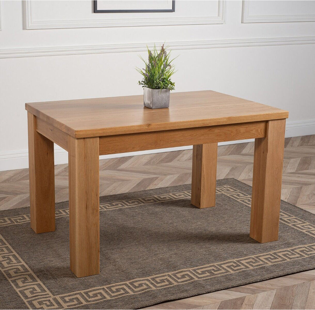 Latitude Run Anayansi Oak Rectangular Wood Top Dining Table with Wood Base Oak Wood 77"H x 127"L x 82"W
