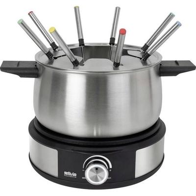 Silva PK-F 140 Fondue 1500W Überhitzungsschutz, 8 Fonduegabeln Schwarz, Edelstahl