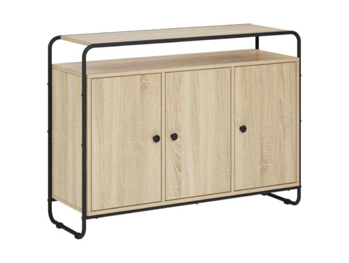 Mhdvray Sideboard Kommode Sonoma-Eiche 102x35x75 cm Anrichte mit 3 Türen Vielseitige Aufbewahrung für Esszimmer und Flur dank cleverer Aufteilung mit offenem Ablagefach sowie Metallbeinen.