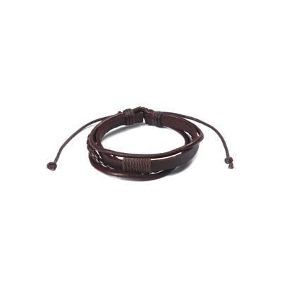 Lederarmband FIRETTI "lässiger Stil, mehrreihig in teilweise geflochtenem Design", braun (dunkelbraun), Armbänder, Herren, 24cm, Leder, Lederarmband
