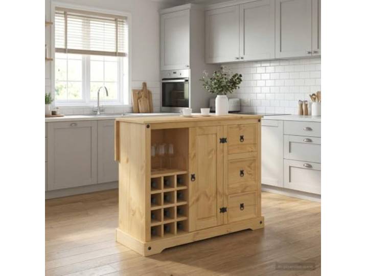LPERTGFHU Küchenschrank aus Kiefernholz, Kommode mit 2 Schubladen & Tür Rustikales Design, Kompakte Stauraumlösung, Ideal für Geschirr & Utensilien