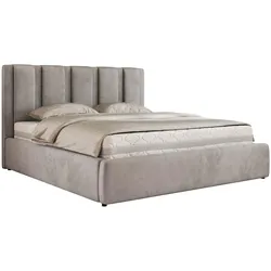 POLSTERBETT SAVINO CLASSIC 140/200 - Hellgrau Velvet - Schaum-Matratze