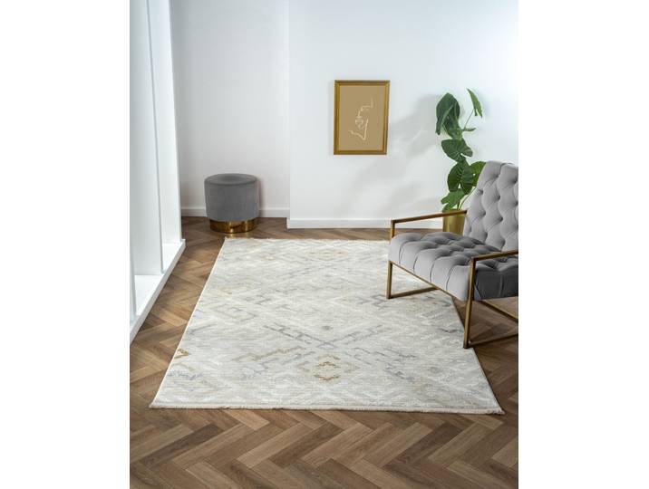 Teppich My Type , beige (cream, hellgrau, weiß), B:160cm H:10mm L:230cm, Polyester, MYFLAIR MÖBEL & ACCESSOIRES, Teppiche, Teppich, Kurzflor, modernes Ethno Design, besonders weich, auch in rund