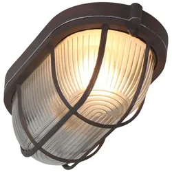 Mexlite Wand- und Deckenleuchte LISANNE, IP20, oval, 21 x 10.5cm, E27, Struktur-Glas / Metall, rostbraun STE-1340B