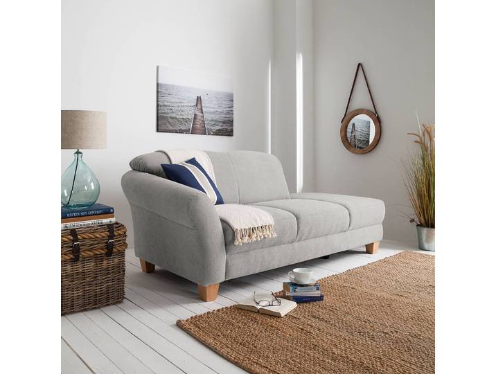 Recamiere Webstoff Grau/Silbergrau Webstoff 194 x 84 x 91cm Armlehne davorstehend links Natur