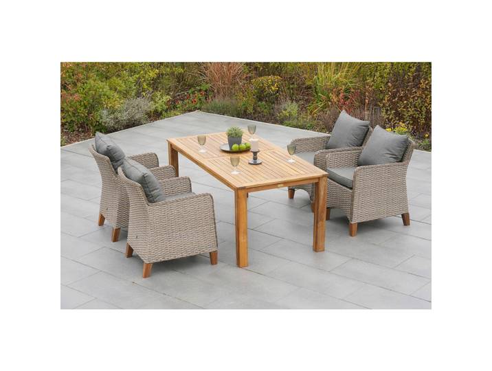Gardenson Gartentischgruppe Avellino, Beige, Beigebraun, Akazie, Hartholz, Füllung: Polyurethan (PUR),Polyurethan (Pur), rechteckig, FSC 100%, Gartenmöbel, Gartengarnituren, Gartenmöbel-Sets