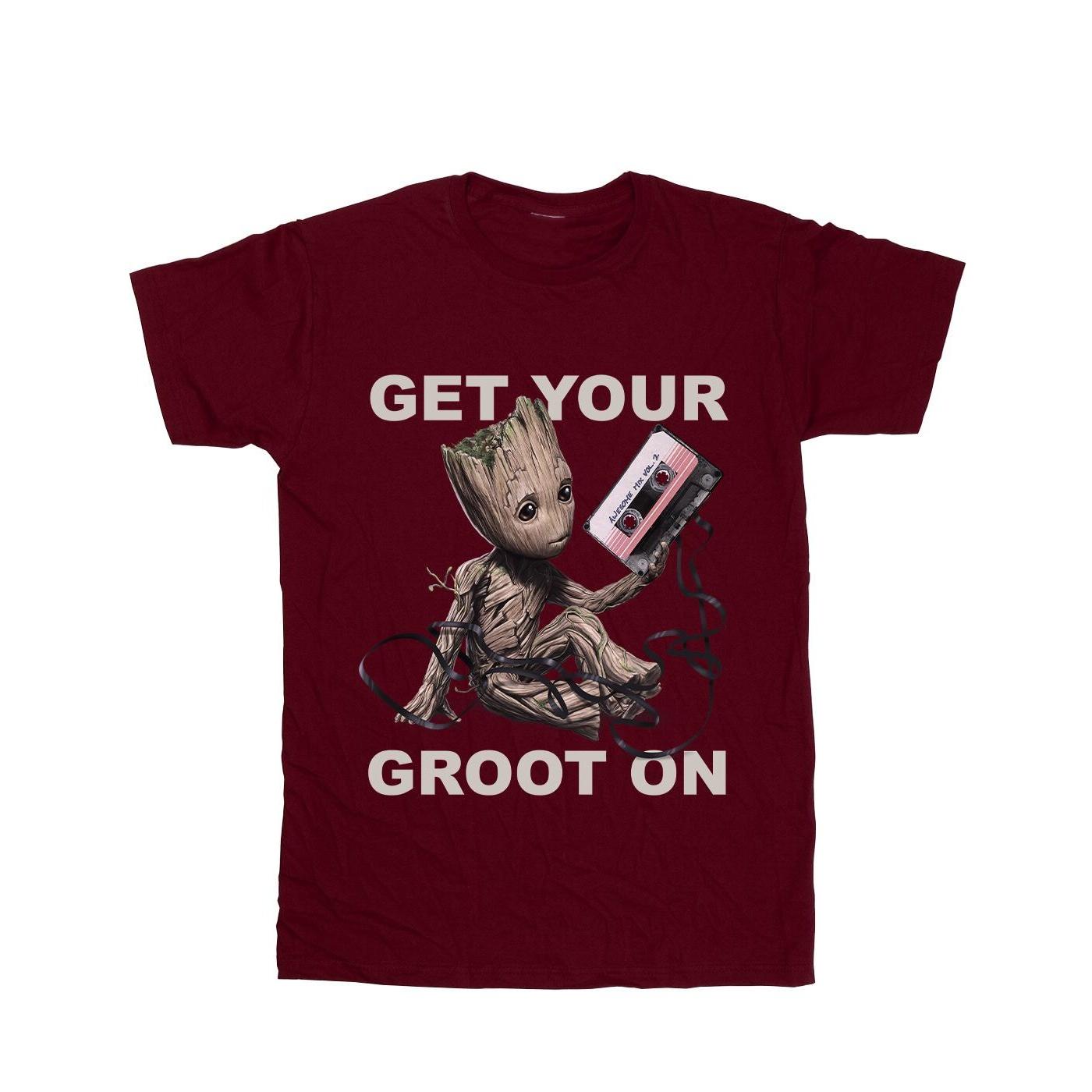 Marvel Dames/Dames Guardians Of The Galaxy Get Your Groot On Katoenen Vriendje T-shirt (Bourgondië)