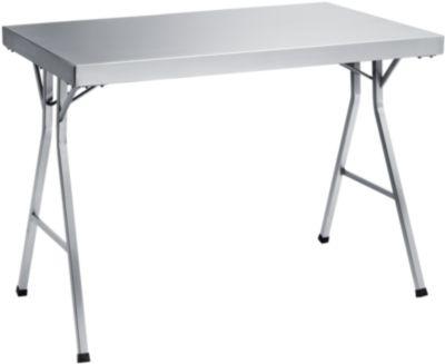 Edelstahl-Arbeitstisch mit klappbarem Fußgestell, 1200x600x850 mm