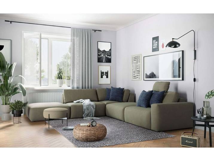 COTTA Ecksofa Lasso, Verstellbare Kopflehnen, frei im Raum stellbar