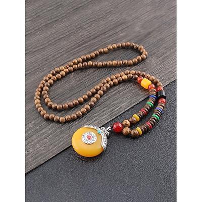 Herren-Halskette im Boho-Stil, aus verschiedenen Materialien wie Holzperlen und Steinen, in verschiedenen Ausführungen, handgefertigter Stammes-Schmuck, perfekt für den Alltag und den Urlaub.