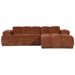Ecksofa Chaiselongue Mojo aus Flachcord, modern und gemütlich, rechts, rostbraun