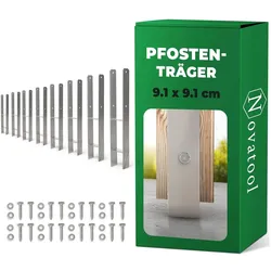 Novatool, Zaunpfosten + Pfähle, 8x Einschlagbodenhülsen-Set H-Form 91x91x600 mm, Bodenhülse Sonnenschirm Pfostenträger