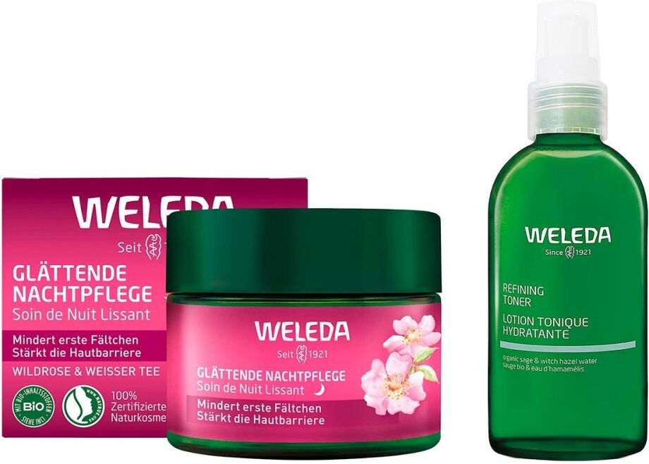 Weleda Glättende Nachtpflege Wildrose & Refining Hydra Toner 1Set