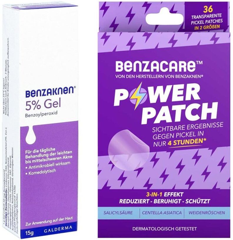 Benzaknen 5% + Benzacare Power Patch gegen Pickel
