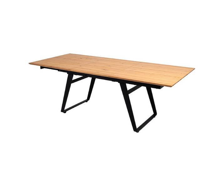 CASA DOMA Esstisch Beja, Esstisch ausziehbar, Eichefurnier, Breite 160-220 cm (U-Kufengestell Metall), Platz für 6 bis 10 Personen, robust, unempfindlich