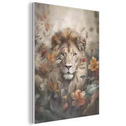 AKUSTIKBILD Löwe - Wildtiere - Pflanzen - Natur - Blumen Wandbilder 60x80 cm