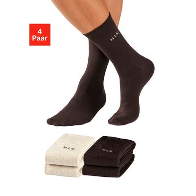 Socken H.I.S "Herren Basic Comfort Socken", Herren, Gr. 47-48, braun (2x braun, beige, 2x braun), Baumwolle, Elasthan (LYCRA), Polyamid, unifarben, elastisch, Socken Socken, mit druckfreiem Bündchen