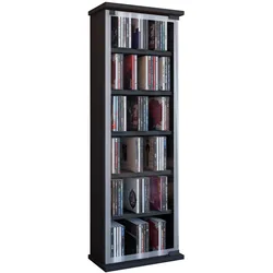 VCM, Regal, Holz CD DVD Stand Regal Classic mit Glastür (31 x 18 x 92 cm)
