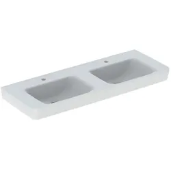 Geberit Renova Plan Doppelwaschtisch 501711001 130x48cm, Hahnloch mittig, ohne Überlauf, weiß
