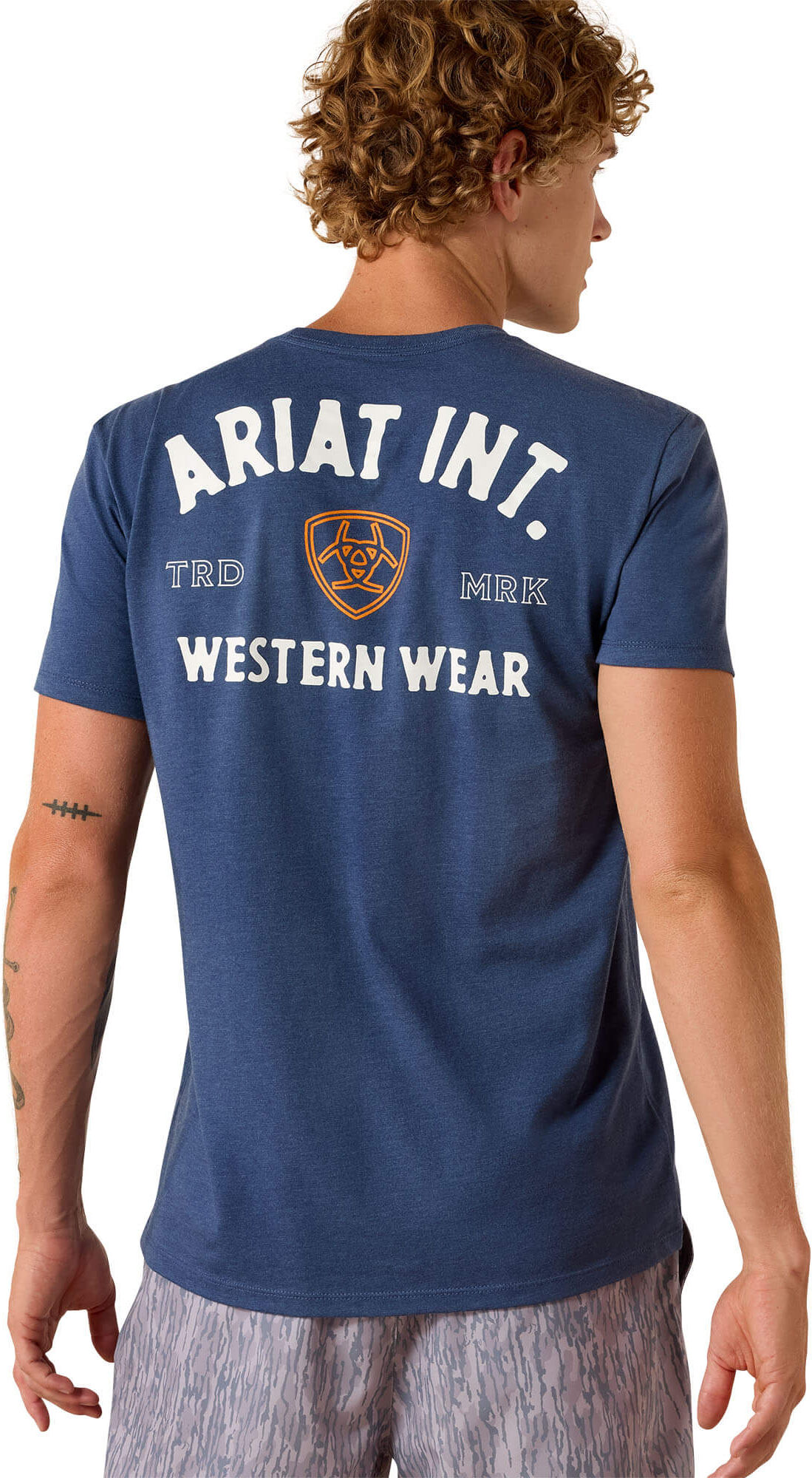 Men's Outline Shop T-Shirt in Navy Heather, Size: Small by Ariat