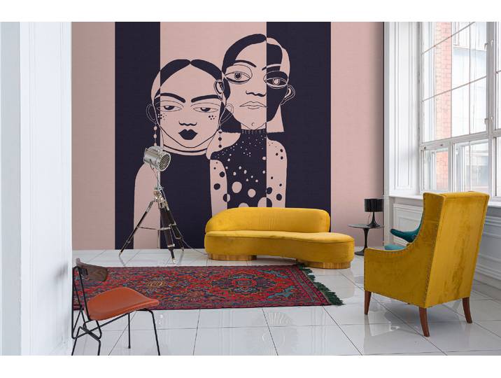 Fototapete LIVING WALLS Walls by Patel 5 Fototapete Grafische Frauenporträts , rosa, B:4m H:0m L:2,7m, Vlies, Tapeten, Fototapete, Grafische Frauenporträts auf 200 g/m² Premium-Vlies