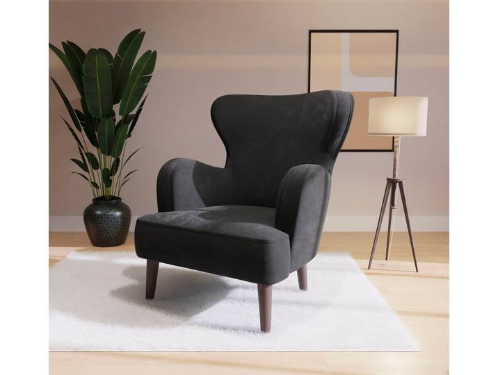 Sessel HOME AFFAIRE SICILIA , schwarz, B:71cm H:86cm T:64cm, 100% Polyester, Sessel, Sessel, moderner Ohrensessel
