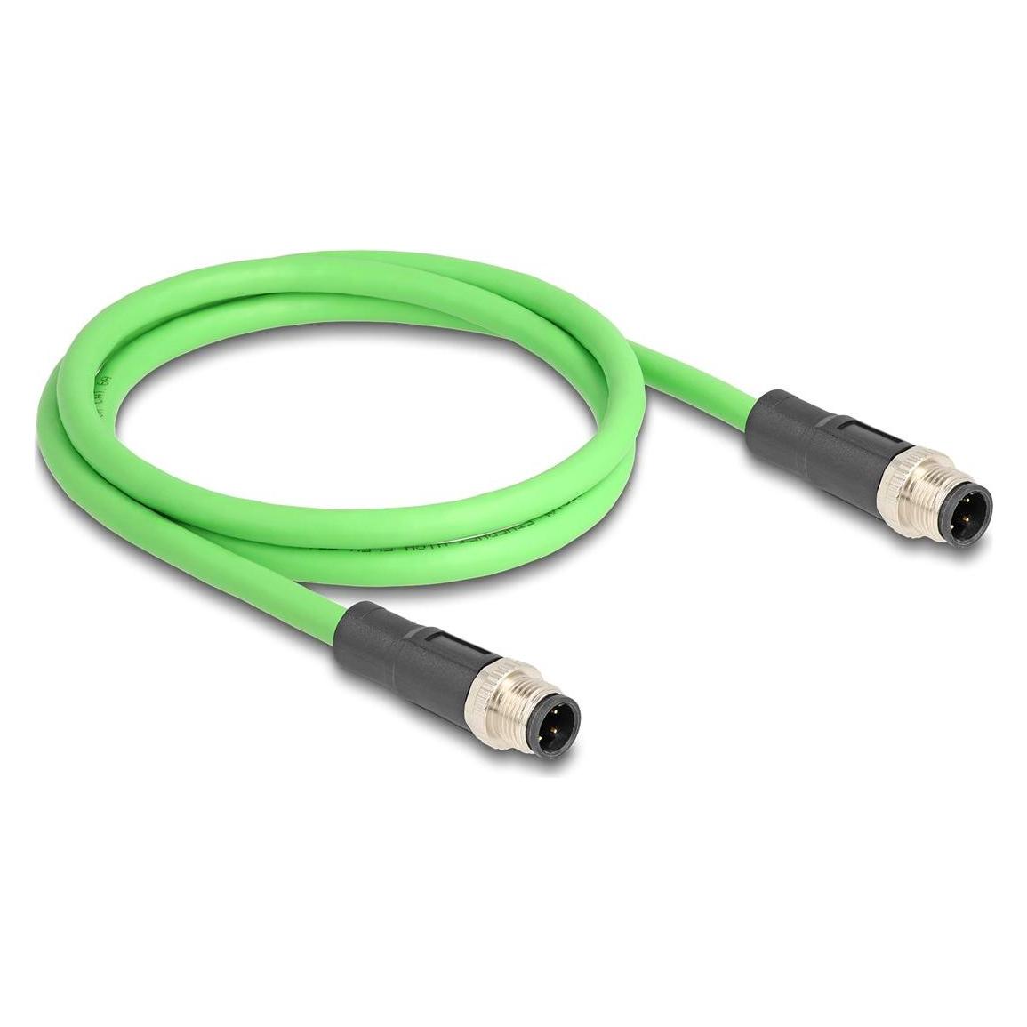 Delock M12 Kabel D-kodiert 4 Pin Stecker zu Stecker PUR (TPU) 1 m (SF/UTP, 1 m) (80416)