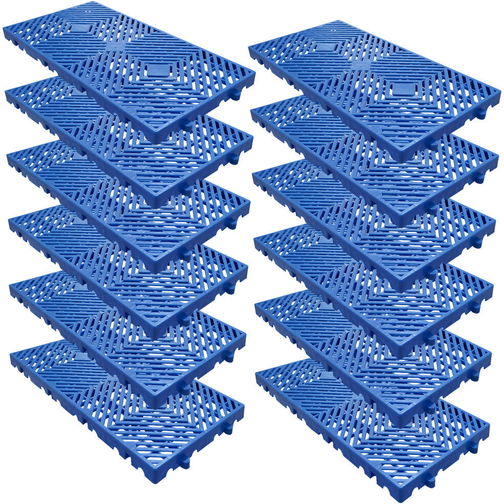 Blue Elephant 59.9cm L x 30cm W Plastic Interlocking Deck Deck Tile Kit Blue Deck Tile Kit