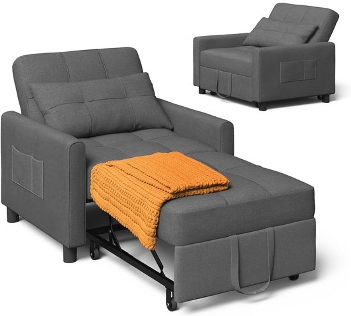 Multifunctionele 3-in-1 slaapstoel met verstelbare rugleuning voor volwassenen