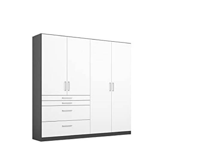 Rauch Möbel HARBURG, Kleiderschrank, Farbe Weiß/Grau metallic, Breite 181cm