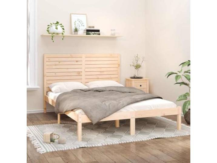 APXESS Kiefernholz-Bettgestell, Massivholz Schlafraum-Möbel, 140x200 cm Robust & stabil, Zeitlose Optik, Inklusive Lattenrost & Kopfteil