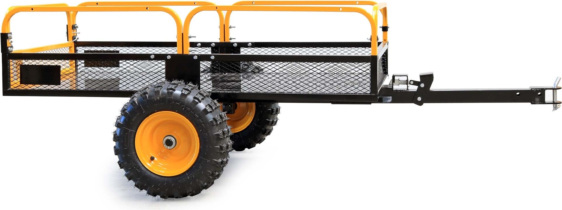Wiltec Kippanhänger bis 450 kg für Rasentraktor, Anhänger Kipper 210 x 120 x 70 cm mit Gitter u. abnehmbaren Seitenwänden, Anhänger mit Kippfunktion