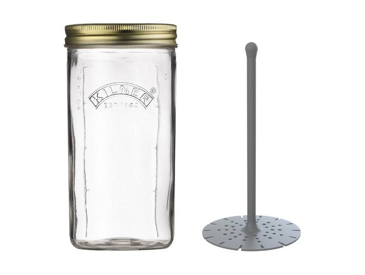 Einmachglas KILNER mit Heber 1000 ml, 1 Stück , transparent, B:10cm H:20cm L:10cm, Glas, Metall, Silikon, Lebensmittelaufbewahrungsbehälter, Einmachglas