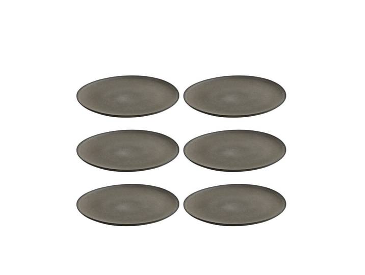 Aida Tellerset Raw, Graubraun, Keramik, 6-teilig, rund, lebensmittelecht, Geschirr, Teller, Teller-Sets